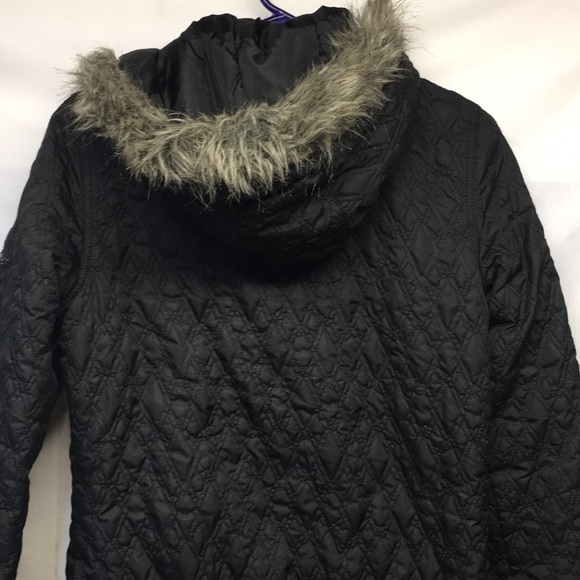 O’Neil Faux Fur Hoodie Quilted Jacket Black Small - Picture 3 of 9